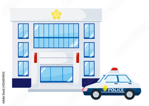 police（警察署・パトカー）のかわいいイラスト（個別レイヤー）
