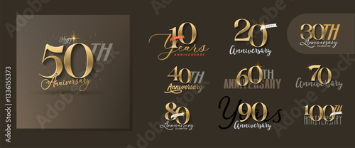 set of anniversary logo for celebration moment, company profile, booklet, leaflet, magazine, brochure, web, invitation or greeting card
