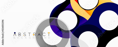 Abstract geometric pattern with interlocking circular and tubular shapes featuring smooth gradients, sharp contrasts, and dynamic layering