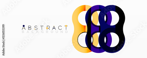 Abstract geometric pattern with interlocking circular and tubular shapes featuring smooth gradients, sharp contrasts, and dynamic layering