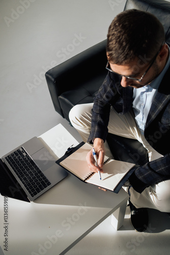 businessman working on laptop