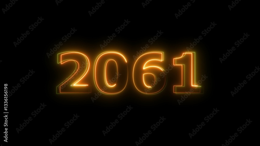 2061 Sal neon text background, Glowing neon business number illustration.