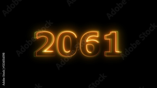 2061 Sal neon text background, Glowing neon business number illustration.