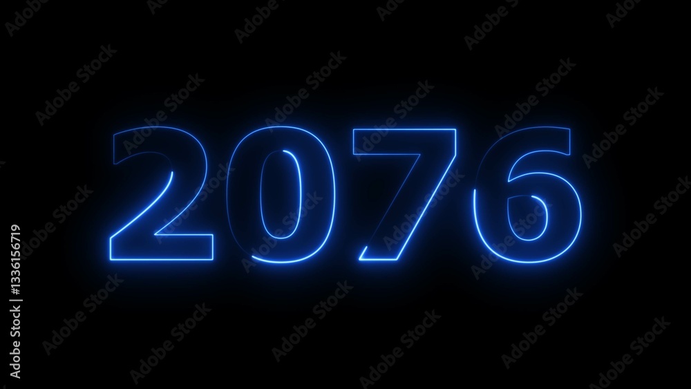 2076 Sal neon text background, Glowing neon business number illustration. 2076 Sal neon text background, Glowing neon business number illustration.