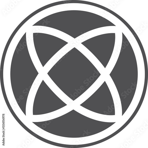 Gothic circle rose window with medieval ornament. Cathedral rosette. Christian architecture element with stained glass. Radial frame.
