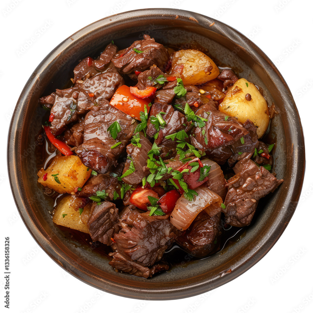 Carne de sol Beef dish from northeastern Brazil food photography isolated on white or transparent background Carne de sol Beef dish from northeastern Brazil food photography isolated on white or transparent background