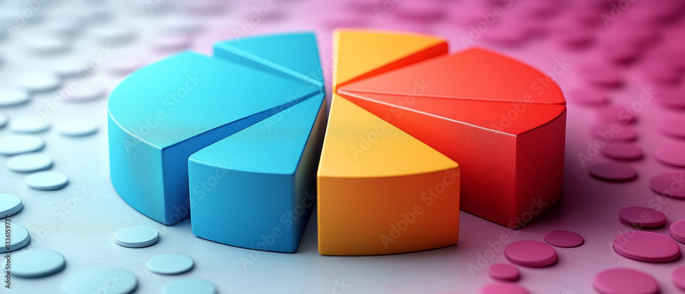 Obraz premium colorful pie chart representing financial statistics on gradient background