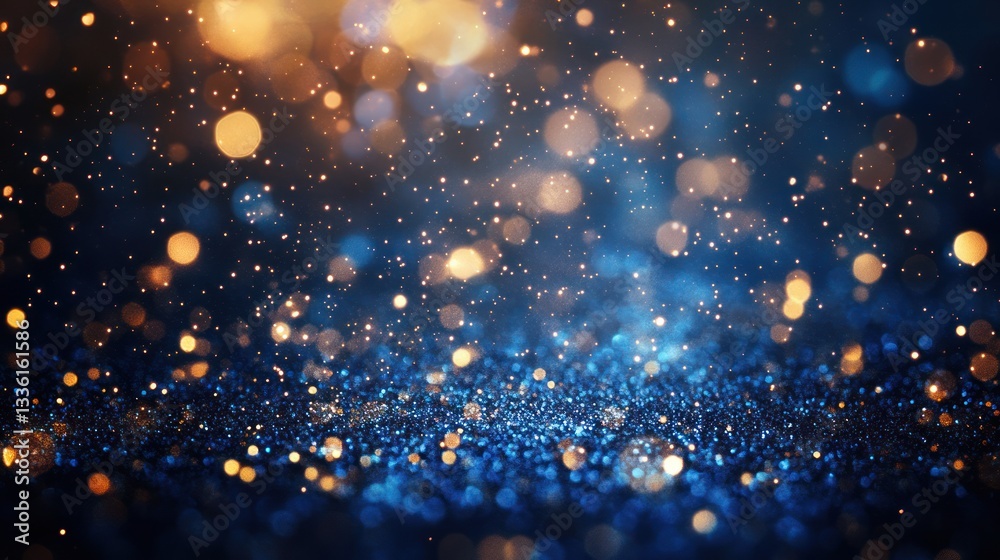 Abstract bokeh lights, dark blue background, celebratory atmosphere, for use in presentations Abstract bokeh lights, dark blue background, celebratory atmosphere, for use in presentations