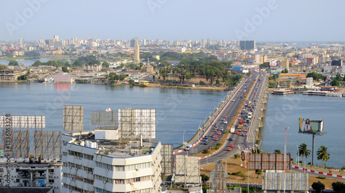 Abidjan, Ivory Coast city and bridge panorama
