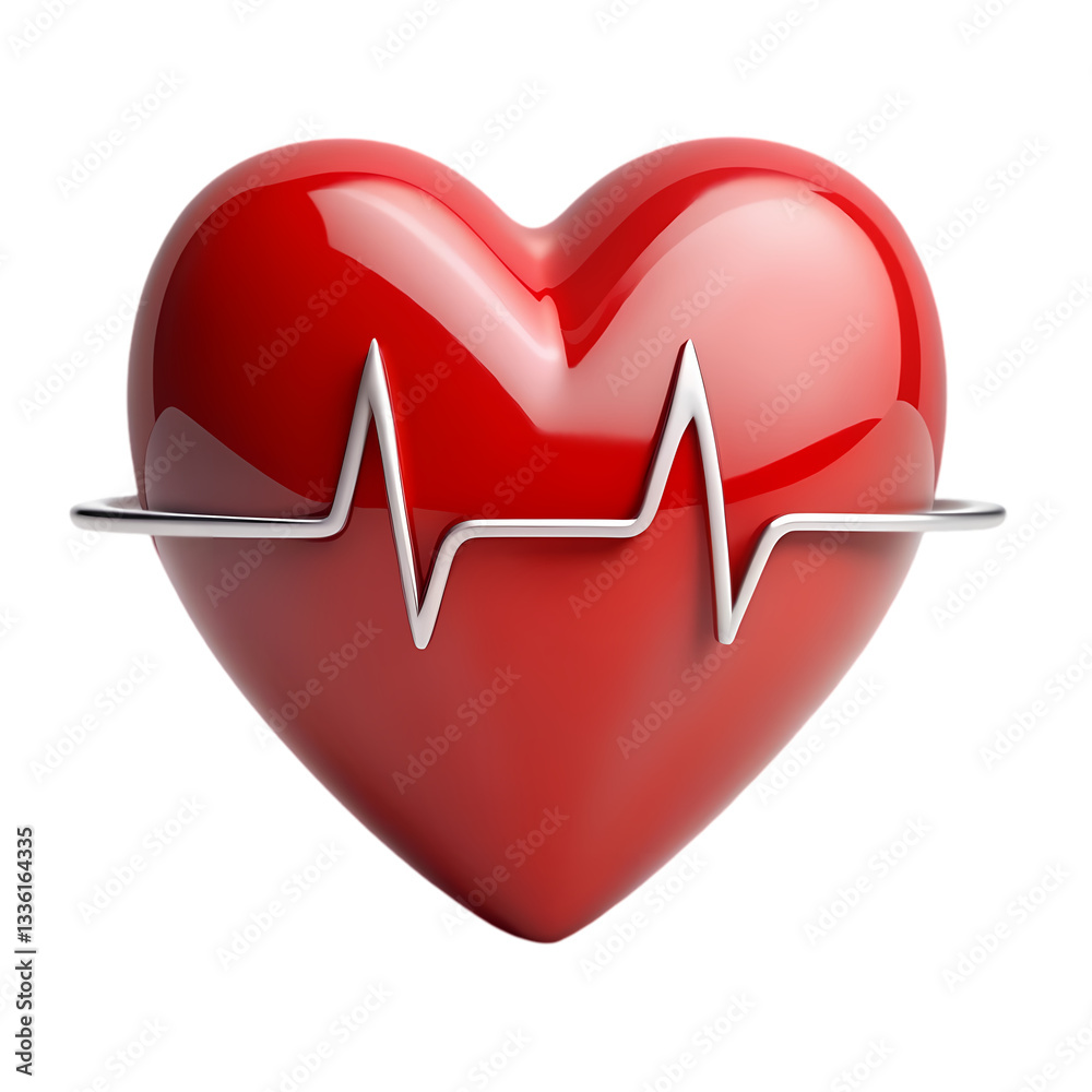 Heart Health: EKG Heartbeat Image on transparent background