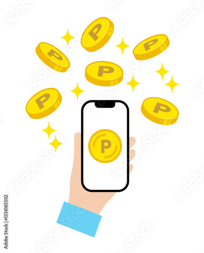 ポイントとスマホのイラストアイコン2