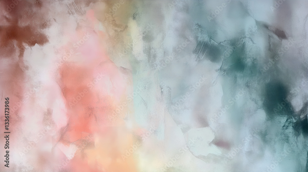 Fototapeta premium Dreamy textured background blending hand-applied plaster with soft watercolor washes in beige, pink, sky blue, and green. Perfect for minimal product photography and mood boards