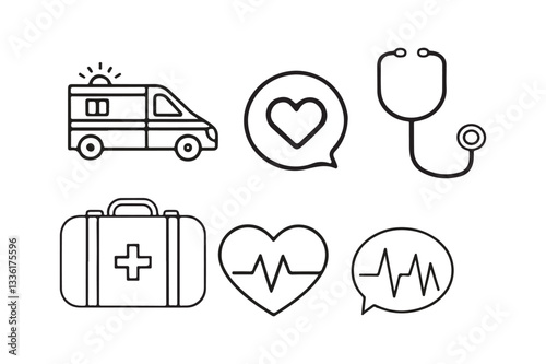 A comprehensive medical vector icons set featuring various healthcare symbols, ideal for enhancing medical websites, applications, and educational materials.