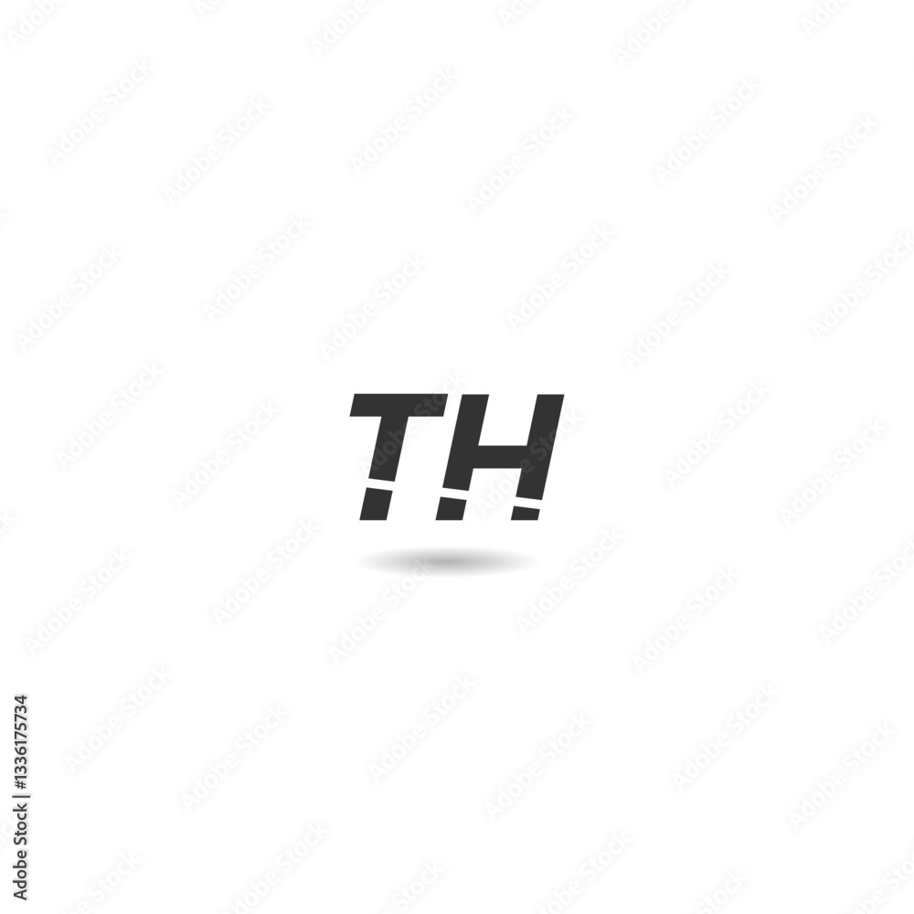 Logo TH letters initials with shadow Logo TH letters initials with shadow
