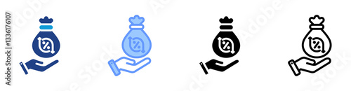 Interest Rate icon set multiple style collection