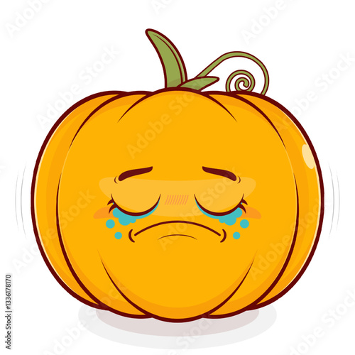 pumpkin crying face cartoon cute