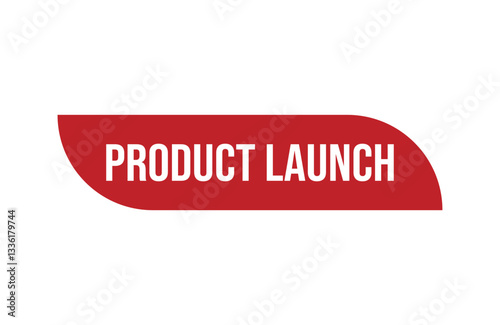 Red banner product launch isolated on white background.