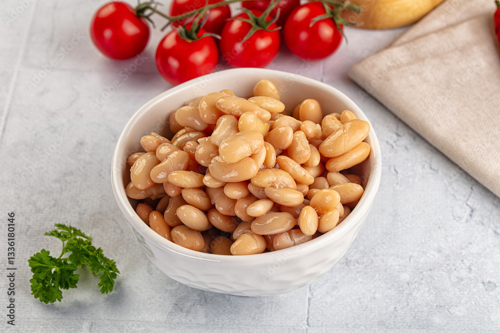 Canned white beans in the bowl Canned white beans in the bowl