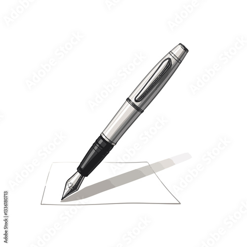 Sleek fountain pen writing on crisp paper, elegance in simplicity