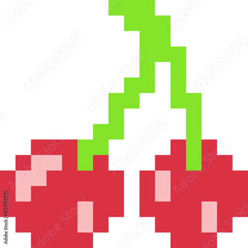 ドットで表現されたチェリーのイラスト