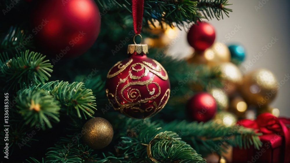 Fototapeta premium Charming Christmas decorations making our street shine