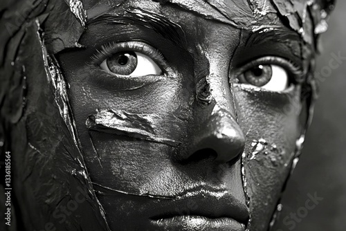 Metaphorical physical injury awareness of a loss of pleasure or interest. Low mood. Overcoming stress. Emotional struggle. Physical injury - cause of depression: abstract image of human state.