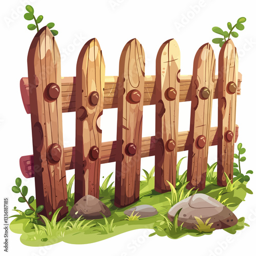 vector illustration of a wooden fence