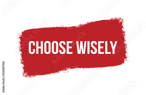 Brush style choose wisely red banner design isolated on white background.