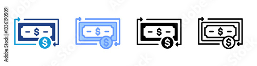 Cash Flow icon set multiple style collection