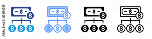 Diversification icon set multiple style collection
