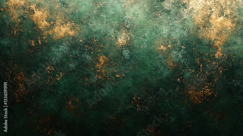 An abstract textured background of green and gold colors
