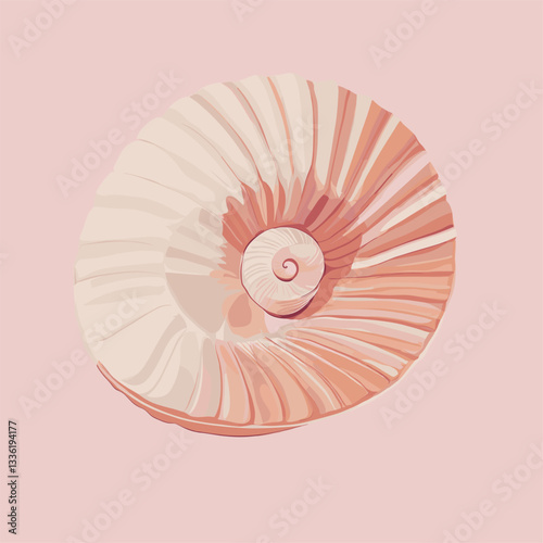 a simple, clean, flat, vector illustration of a nautilus using soft colors