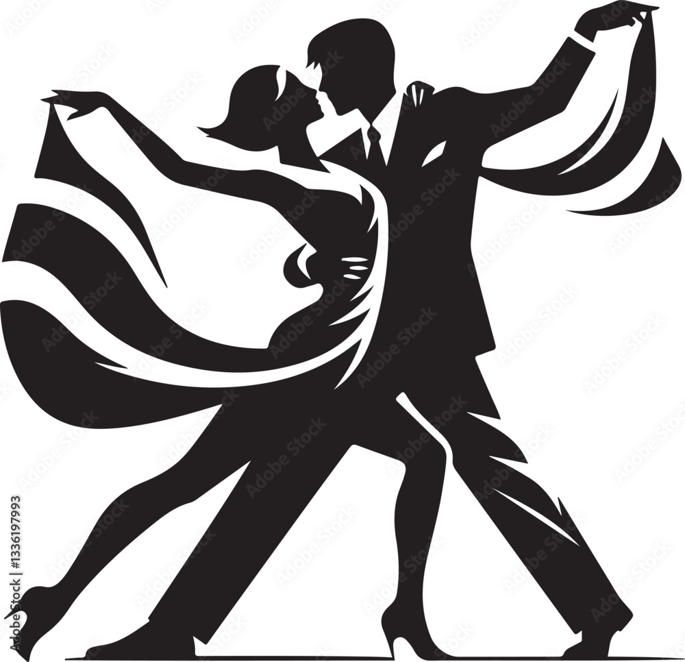 Dancing Couple bold line art silhouette design vector. Dancing Couple bold line art silhouette design vector.