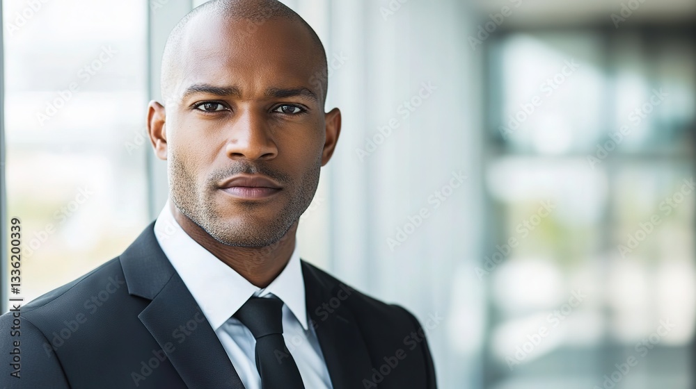 Confident African American businessman in suit, soft light, blurred office background, exuding professionalism and determination.
Confident African American businessman in suit, soft light, blurred office background, exuding professionalism and determination.