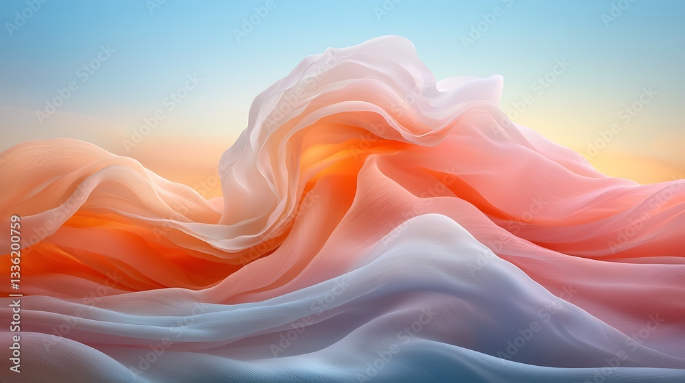 Obraz premium Abstract textured waves in pastel colors nature landscape dreamy background environment