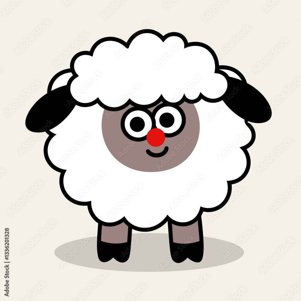 Cartoon Sheep with Red Nose Cartoon Sheep with Red Nose