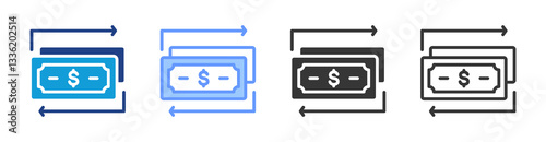 Cash Flow icon set multiple style collection