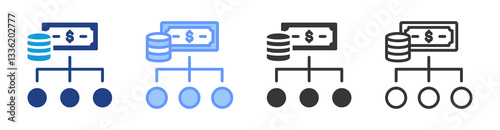 Diversification icon set multiple style collection