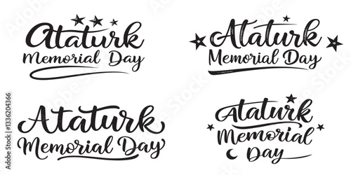 Ataturk Memorial Day brush Calligraphy balck silhouette design