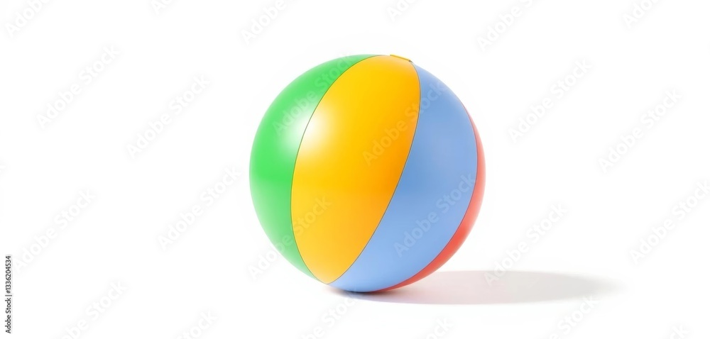 Simple flat illustration of a brightly colored beach ball on a white background, ball, playful Simple flat illustration of a brightly colored beach ball on a white background, ball, playful