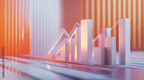 Fototapeta Naklejka Na Ścianę i Meble -  Futuristic 3D Visualization of Business Growth and Data Analysis