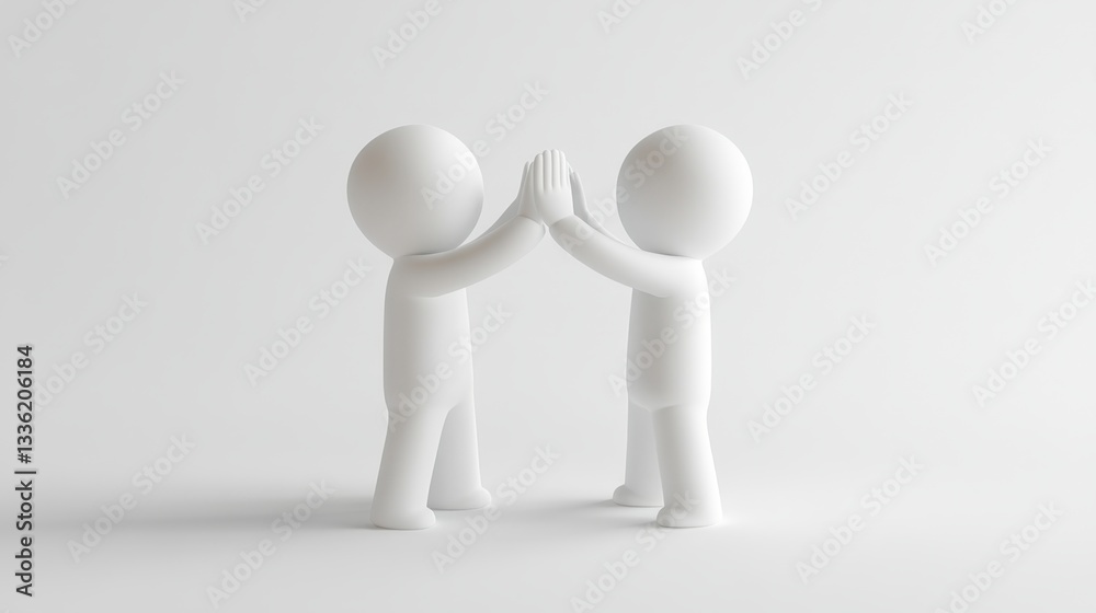 Modern 3D Rendered Teamwork Concept Featuring Two Figures Modern 3D Rendered Teamwork Concept Featuring Two Figures