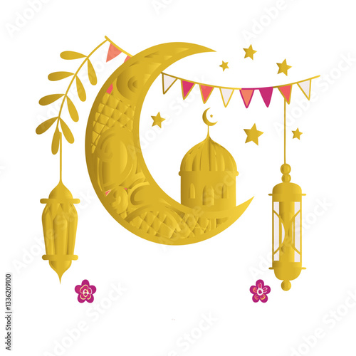 mosque vector illustration of a golden crown