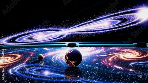 Cosmic Scene Footage of Earth Surrounded by Vibrant Galaxies and Stars