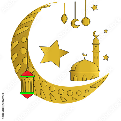 mosque vector illustration of a golden crown