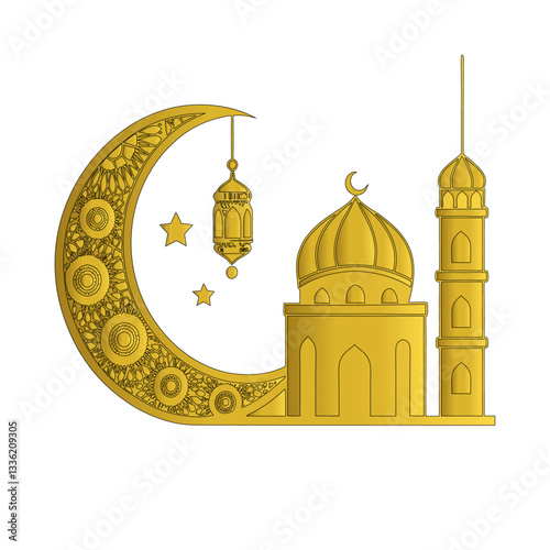 mosque vector illustration of a golden crown