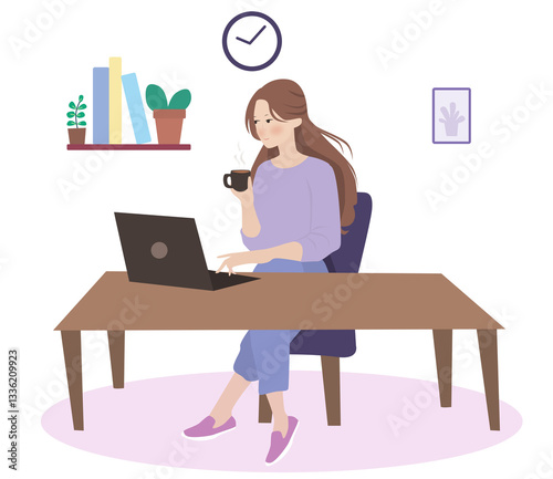 business woman working on laptop