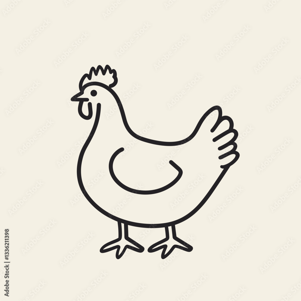 a minimalistic line art image of a chicken. With bold lines and a black and white color scheme.
a minimalistic line art image of a chicken. With bold lines and a black and white color scheme.