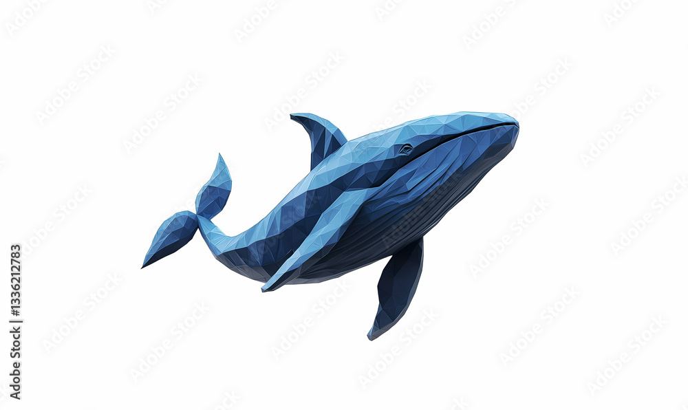 Fototapeta premium Whale low poly ocean background with abstract polygonal digital design