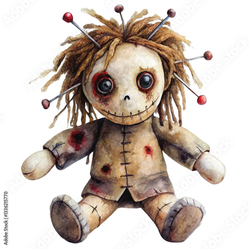 Creepy Horror Rag Dolls clipart watercolor
